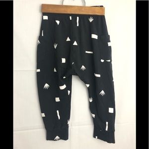 Black Harlem style joggers with white shapes 2T